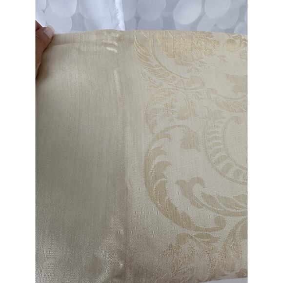 Vtg Beige Linen Double Damask Tablecloth Napkins Floral Garlands Acanthus Leave - Picture 14 of 16